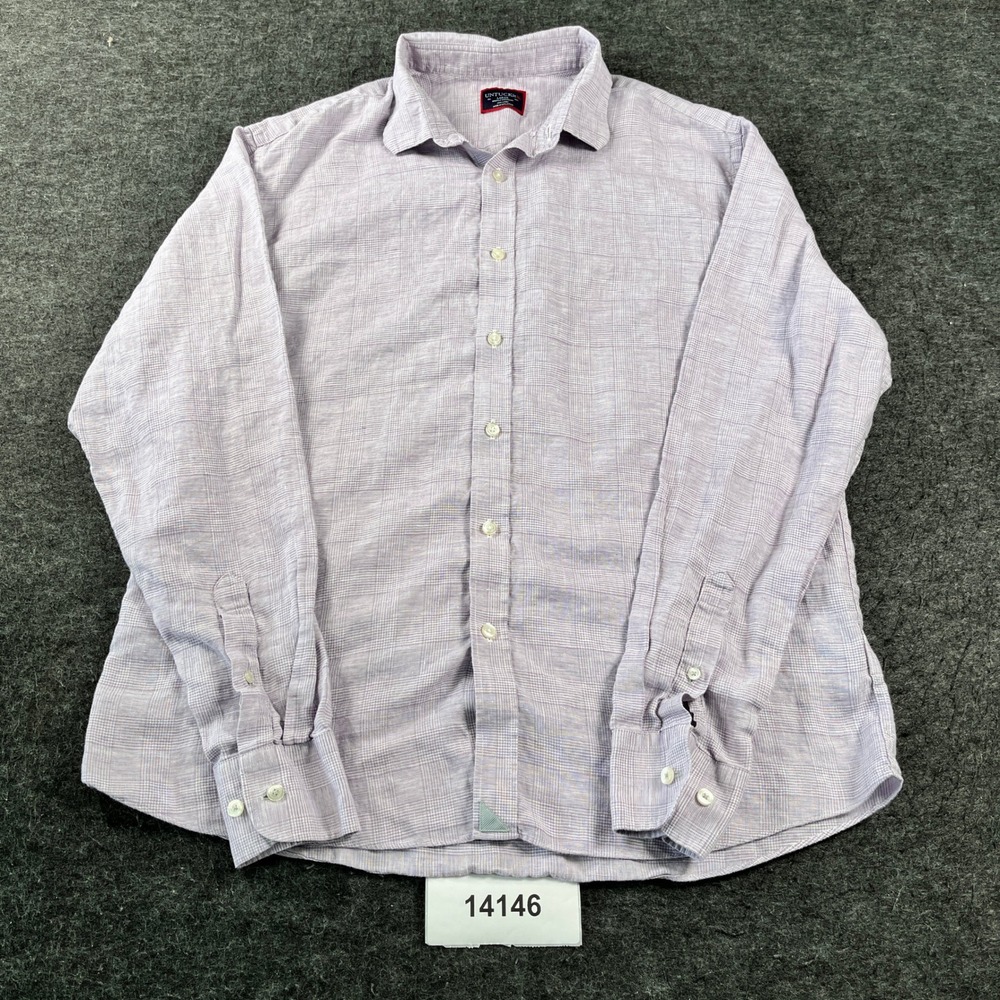 UNTUCKit Shirt Men Large Purple Linen Preppy Casual Wrinkle Resistant Button Up